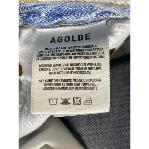 Agolde Riley Jeans Womens Size 24 Light Wash Button Fly Distressed Hippie Skater - Picture 12 of 15